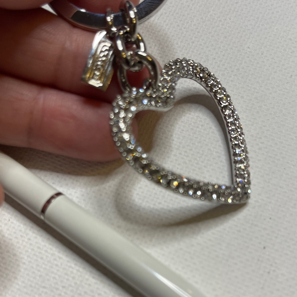 Coach Silver Heart Keychain and White Coach Pen Set - Picture 3 of 8